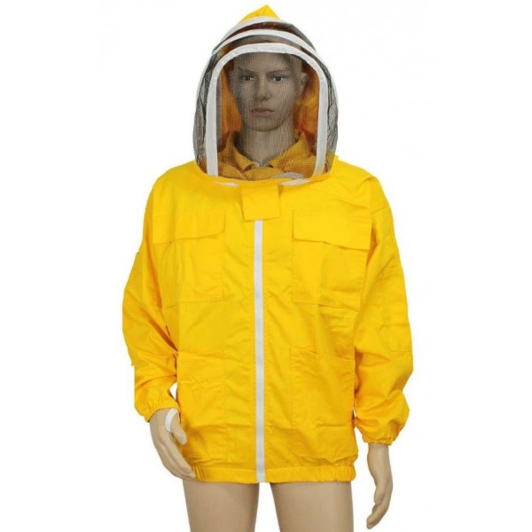 POLY/COTTON BEEKEEPING JACKET WITH FENCING VEIL YELLOW